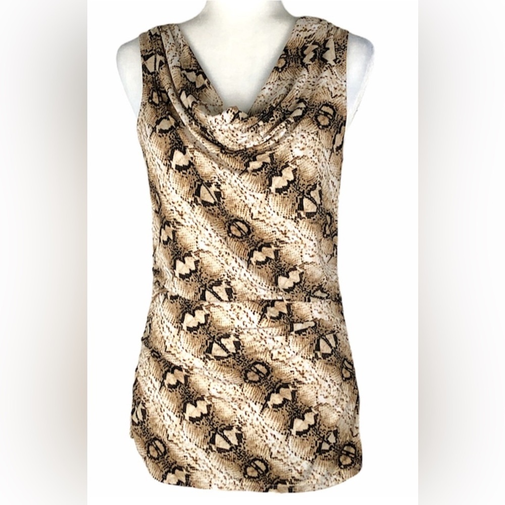 White House Black Market Snakeskin Print Cowl Neck Blouse - Size M